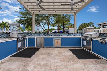 Grilling stations with outdoor dining area